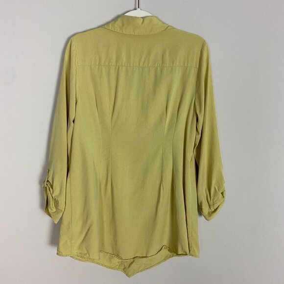 Soft Surroundings Assymetrical Wrap Blouse Womens M Lagenlook Mother of Pearl - Picture 7 of 8